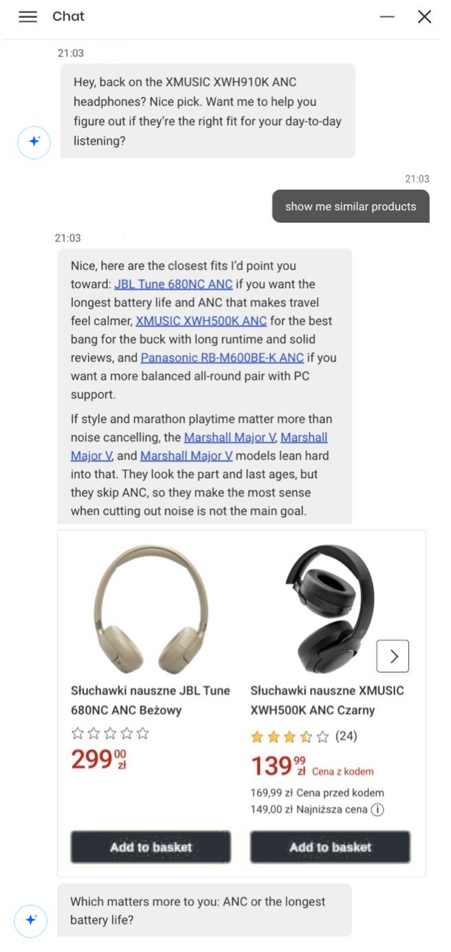 A conversation with the agent about headphones