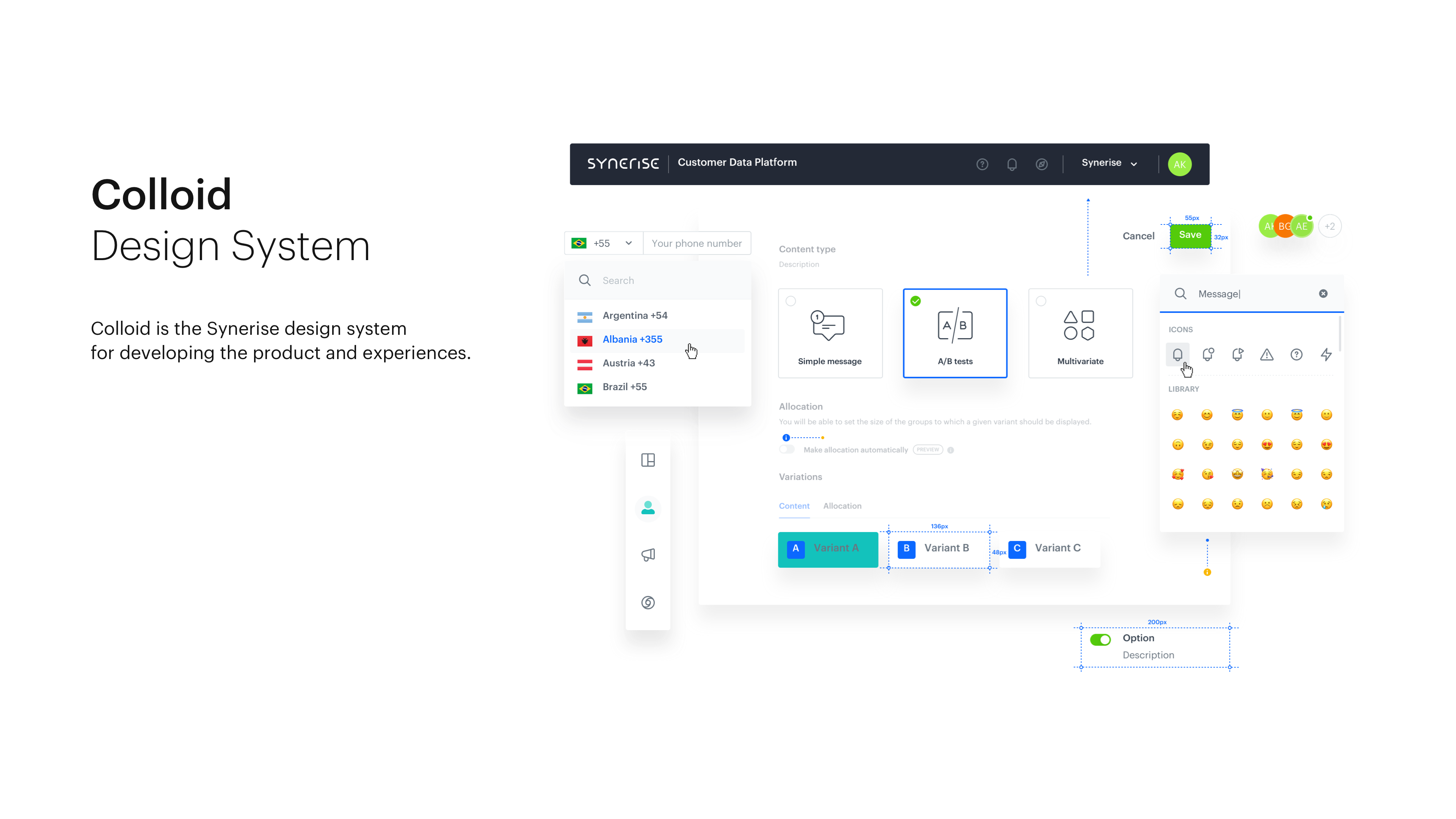 Colloid Design System — Synerise UI components