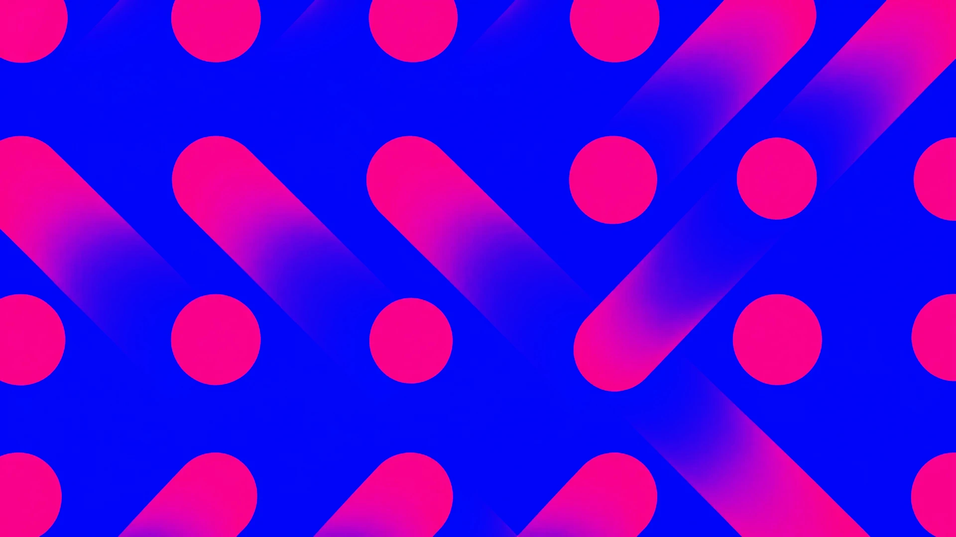 Pink circles and diagonal gradient bars on a blue background
